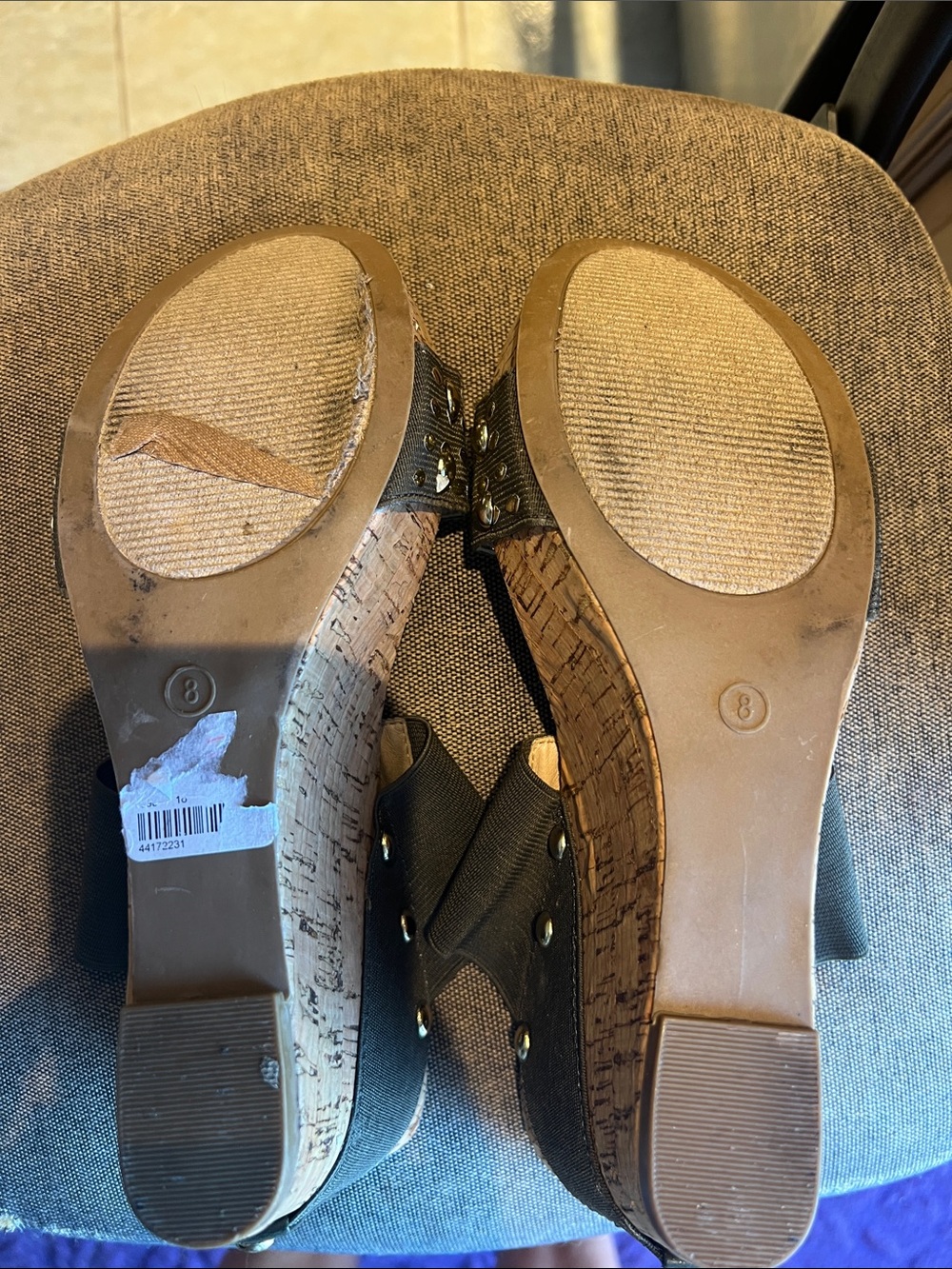 Women’s Olive Green Cork Slide Sandals with Stud Detail - Picture 7 of 7